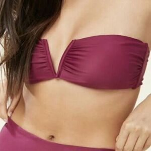 Andie Plum Purple Strapless Scala Bandeau Bikini Top Sz XL NWT
